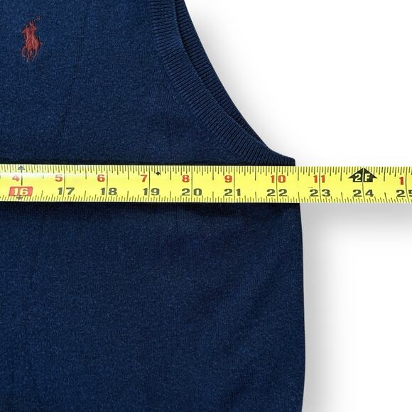 Vtg Polo Ralph Lauren Pima Cotton Sweater Vest Mens XL Navy Blue Preppy Academia - Picture 6 of 7